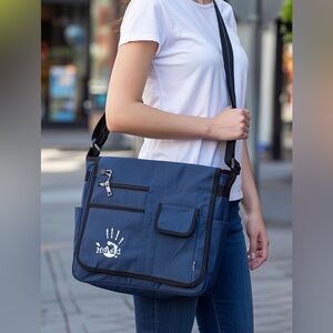 Mudd Vintage Y2K 90s Blue Shoulder Messenger School Book Bag